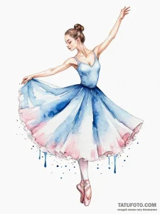A ballerina, her dress is a swirl of light pi... - эскиз тату (№1752066358_0, 09.07.2025 13:05) — Tatufoto.com