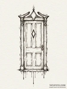 A single, powerful symbol of a door, slightly... - эскиз тату (№1752066609_0, 09.07.2025 13:10) — Tatufoto.com