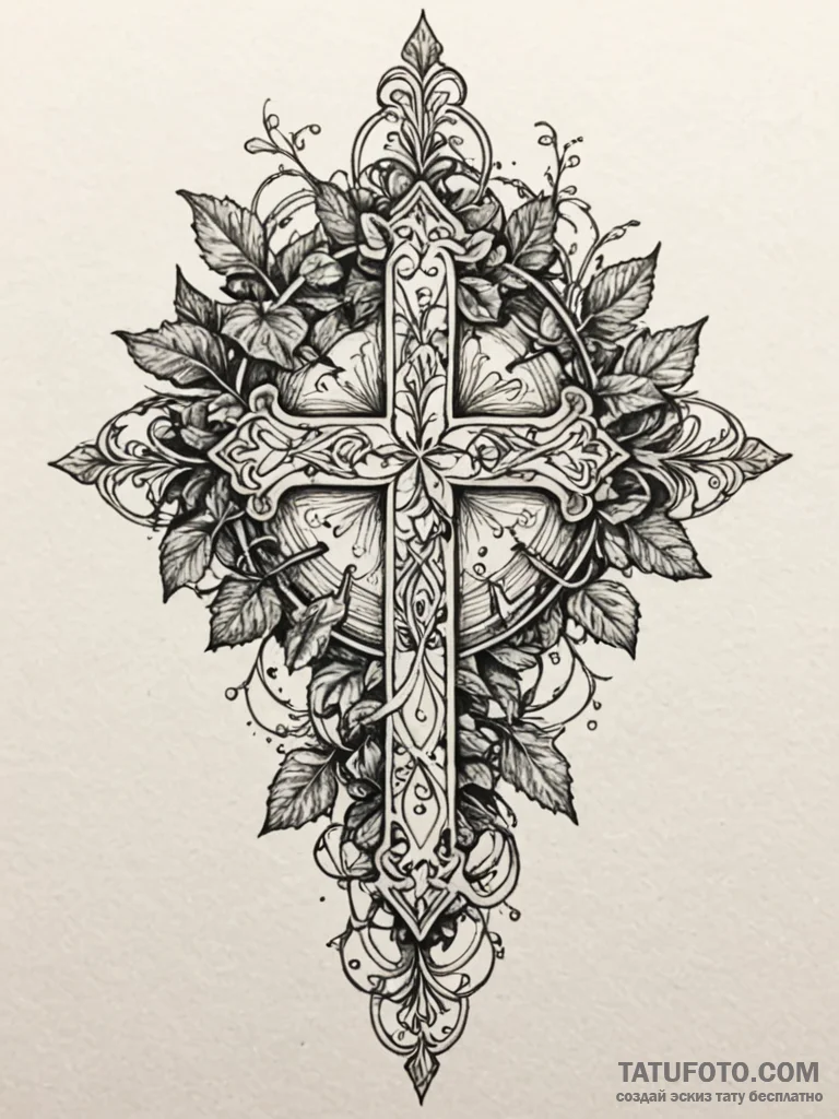 A beautiful, delicate pattern of ivy vines, t... - эскиз тату (№1752066692_0, 09.07.2025 13:11) — Tatufoto.com