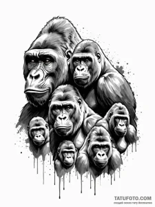 A beautiful, strong family of gorillas, a sym... - эскиз тату (№1752066859_0, 09.07.2025 13:14) — Tatufoto.com