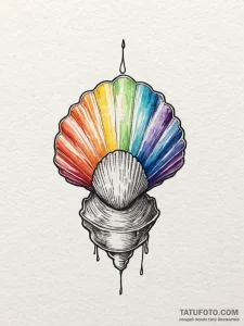 A single, delicate seashell, with pastel wate... - эскиз тату (№1752066942_0, 09.07.2025 13:15) — Tatufoto.com