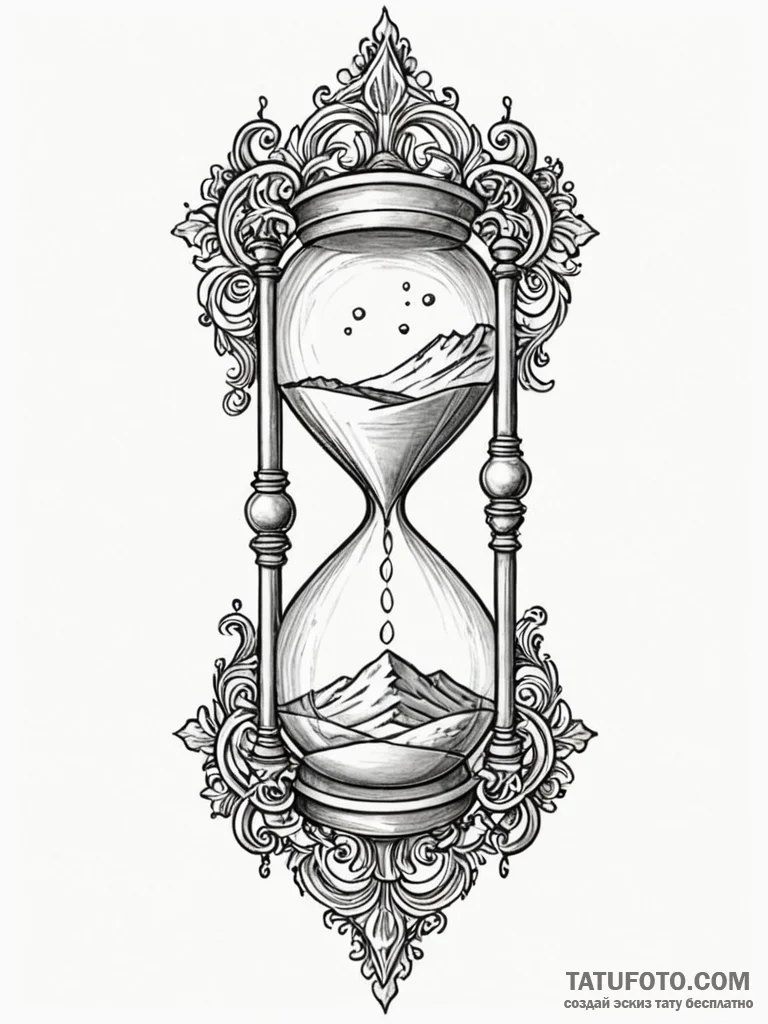 An hourglass, but the sand is flowing upwards... - эскиз тату (№1752067361_0, 09.07.2025 13:22) — Tatufoto.com