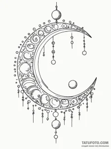 A beautiful, delicate pattern of moon phases - эскиз тату (№1752067866_0, 09.07.2025 13:31) — Tatufoto.com