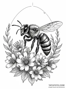 A beautiful, but strong honeybee, returning t... - эскиз тату (№1752067949_0, 09.07.2025 13:32) — Tatufoto.com