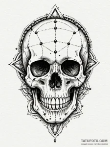 A human skull, its empty eye sockets are fill... - эскиз тату (№1752068031_0, 09.07.2025 13:33) — Tatufoto.com
