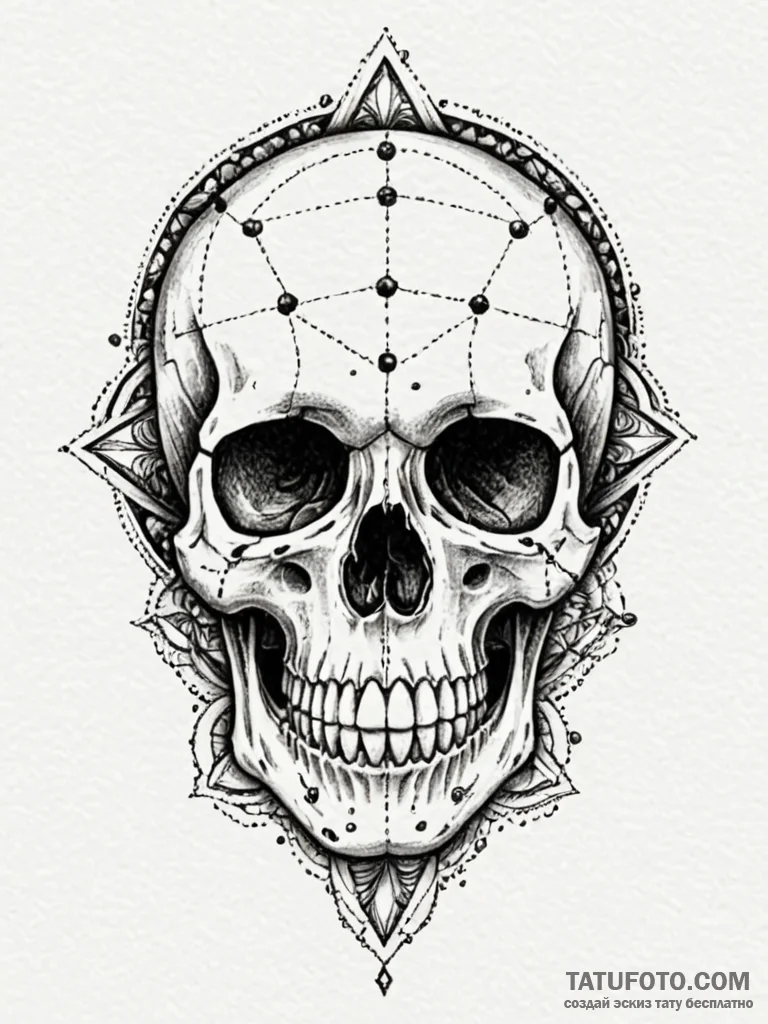 A human skull, its empty eye sockets are fill... - эскиз тату (№1752068031_0, 09.07.2025 13:33) — Tatufoto.com