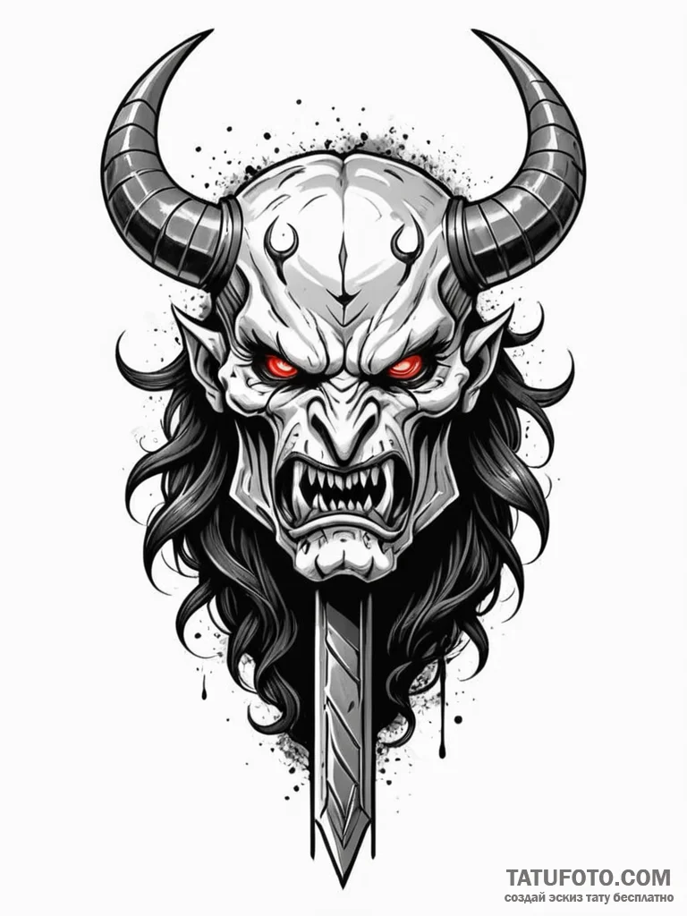 A powerful war hammer, its face is a snarling... - эскиз тату (№1752068281_0, 09.07.2025 13:38) — Tatufoto.com