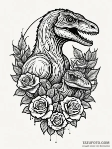 A pack of velociraptors, hunting as a team, i... - эскиз тату (№1752068489_0, 09.07.2025 13:41) — Tatufoto.com