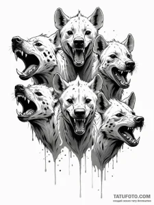 A pack of spectral hyenas, their laughter ech... - эскиз тату (№1752068739_0, 09.07.2025 13:45) — Tatufoto.com