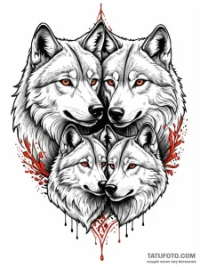A beautiful, strong family of wolves, caring... - эскиз тату (№1752069155_0, 09.07.2025 13:52) — Tatufoto.com