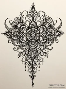 A beautiful, ornate filigree design, accentua... - эскиз тату (№1752069239_0, 09.07.2025 13:53) — Tatufoto.com