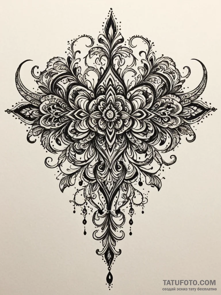 A beautiful, ornate filigree design, accentua... - эскиз тату (№1752069239_0, 09.07.2025 13:53) — Tatufoto.com