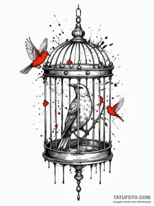 A beautiful, realistic birdcage, its bars are... - эскиз тату (№1752069487_0, 09.07.2025 13:58) — Tatufoto.com