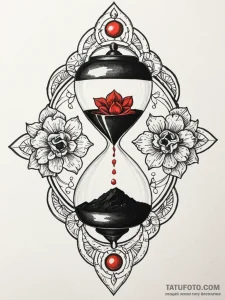 A beautiful, realistic hourglass, filled with... - эскиз тату (№1752069822_0, 09.07.2025 14:03) — Tatufoto.com