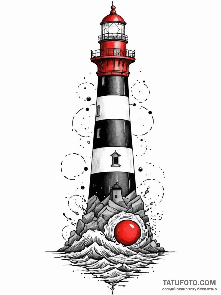 A person, whose body is a lighthouse, guiding... - эскиз тату (№1752070072_0, 09.07.2025 14:07) — Tatufoto.com