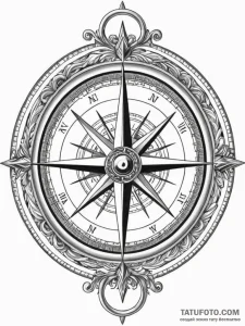 A beautiful, ornate antique compass, symboliz... - эскиз тату (№1752070322_0, 09.07.2025 14:12) — Tatufoto.com