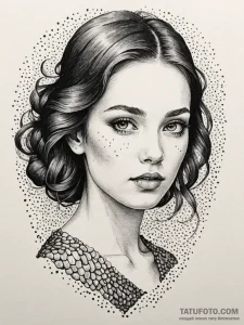 A beautiful woman whose skin is covered in be... - эскиз тату (№1752073970_0, 09.07.2025 15:12) — Tatufoto.com