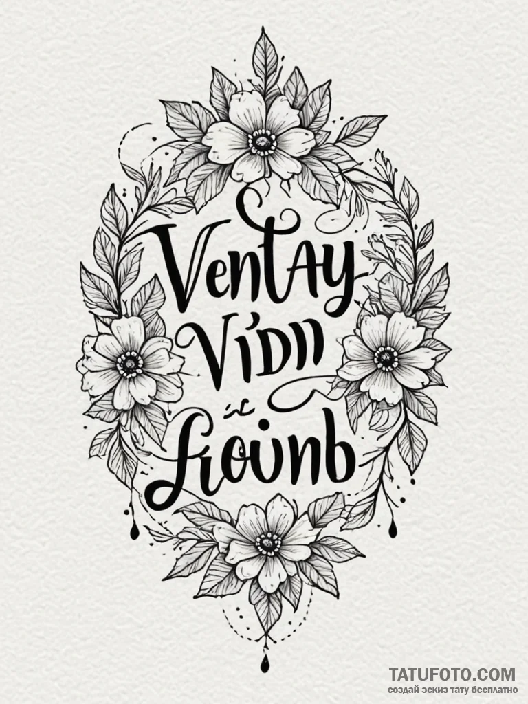 A phrase like "veni, vidi, amavi" (i came, i... - эскиз тату (№1752074056_0, 09.07.2025 15:14) — Tatufoto.com