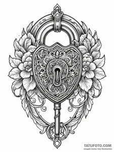 A beautiful, ornate set of lock-picks, symbol... - эскиз тату (№1752074155_0, 09.07.2025 15:15) — Tatufoto.com