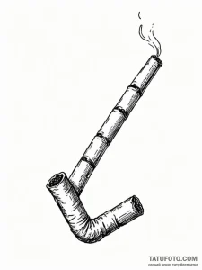 A drawing of a bent cigarette - эскиз тату (№1752075077_0, 09.07.2025 15:31) — Tatufoto.com