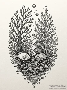 A beautiful, abstract underwater scene, with... - эскиз тату (№1752075327_0, 09.07.2025 15:35) — Tatufoto.com
