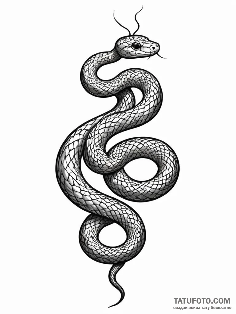 A snake, its body is made of beautiful, flowi... - эскиз тату (№1752075576_0, 09.07.2025 15:39) — Tatufoto.com
