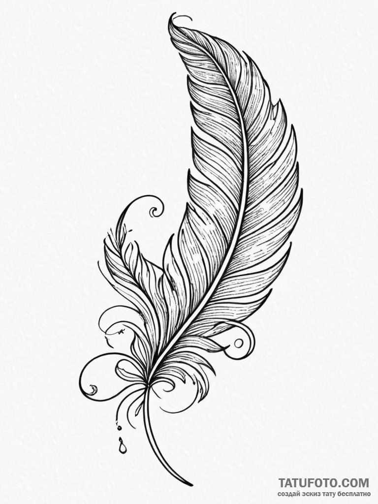 A single, perfect feather from a black bird,... - эскиз тату (№1752075824_0, 09.07.2025 15:43) — Tatufoto.com