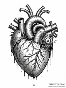 A human heart, but it is also a powerful, tic... - эскиз тату (№1752075989_0, 09.07.2025 15:46) — Tatufoto.com