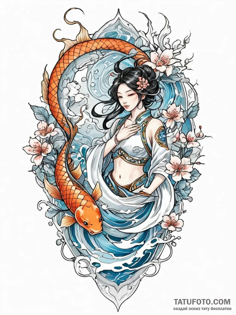 A girl whose body is a beautiful, intricate s... - эскиз тату (№1752076823_0, 09.07.2025 16:00) — Tatufoto.com