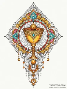 A beautiful, ornate chalice, overflowing with... - эскиз тату (№1752076990_0, 09.07.2025 16:03) — Tatufoto.com