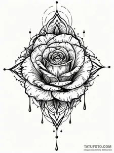 A single, perfect black rose, but its thorns... - эскиз тату (№1752077409_0, 09.07.2025 16:10) — Tatufoto.com