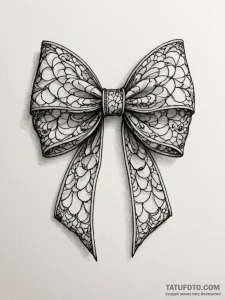 A beautiful, delicate lace bow, as if holding... - эскиз тату (№1752078575_0, 09.07.2025 16:29) — Tatufoto.com