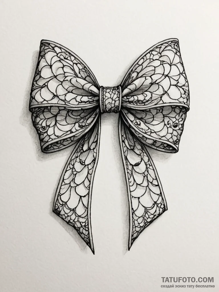 A beautiful, delicate lace bow, as if holding... - эскиз тату (№1752078575_0, 09.07.2025 16:29) — Tatufoto.com