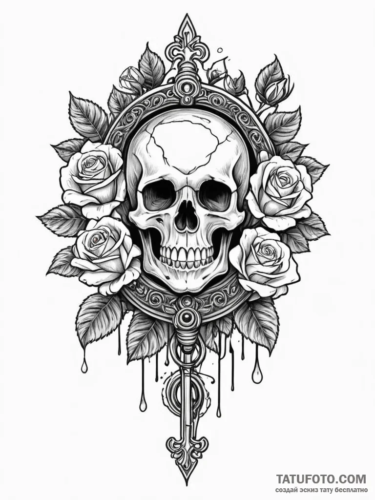 A beautiful, ornate set of lock-picks, symbol... - эскиз тату (№1752078659_0, 09.07.2025 16:30) — Tatufoto.com