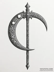 A beautiful, ornate battle axe, its blade is... - эскиз тату (№1752078913_0, 09.07.2025 16:35) — Tatufoto.com