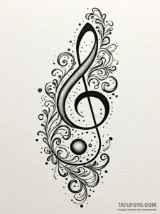 A single musical note, dissolving into a spla... - эскиз тату (№1752079581_0, 09.07.2025 16:46) — Tatufoto.com