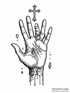 A drawing of a hand trying to catch falling c... - эскиз тату (№1752079665_0, 09.07.2025 16:47) — Tatufoto.com