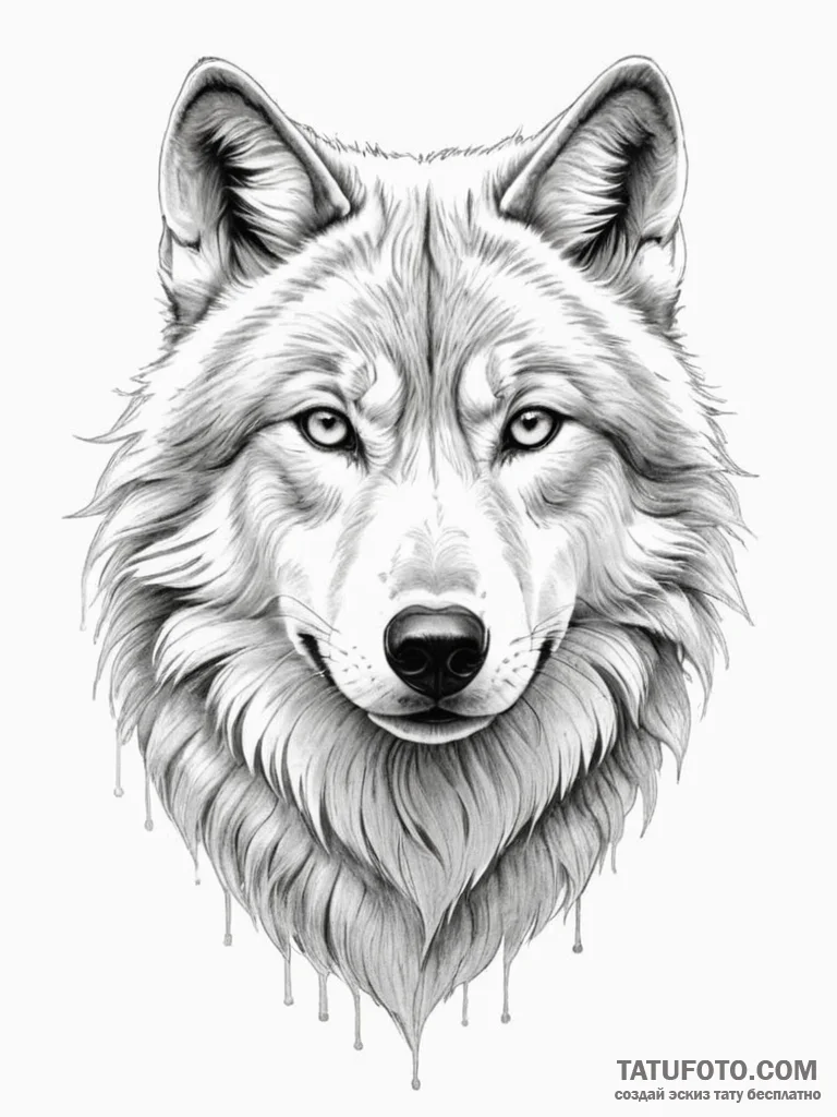 A beautiful, realistic wolf, but with soft, i... - эскиз тату (№1752079832_0, 09.07.2025 16:50) — Tatufoto.com