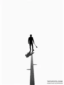 A human silhouette, standing at a fork in the... - эскиз тату (№1752080665_0, 09.07.2025 17:04) — Tatufoto.com