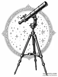 A beautiful, ornate antique telescope, for st... - эскиз тату (№1752081081_0, 09.07.2025 17:11) — Tatufoto.com