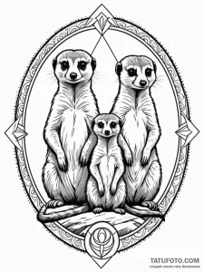 A beautiful, strong family of meerkats, watch... - эскиз тату (№1752081164_0, 09.07.2025 17:12) — Tatufoto.com