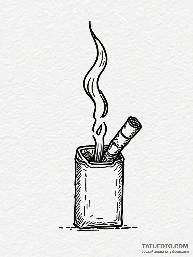 A single, crudely drawn cigarette, burning do... - эскиз тату (№1752081331_0, 09.07.2025 17:15) — Tatufoto.com