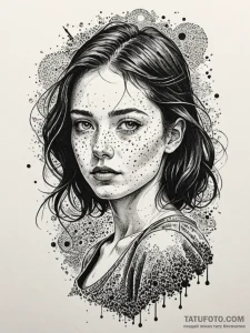 A girl whose freckles connect to form a secre... - эскиз тату (№1752081843_0, 09.07.2025 17:24) — Tatufoto.com