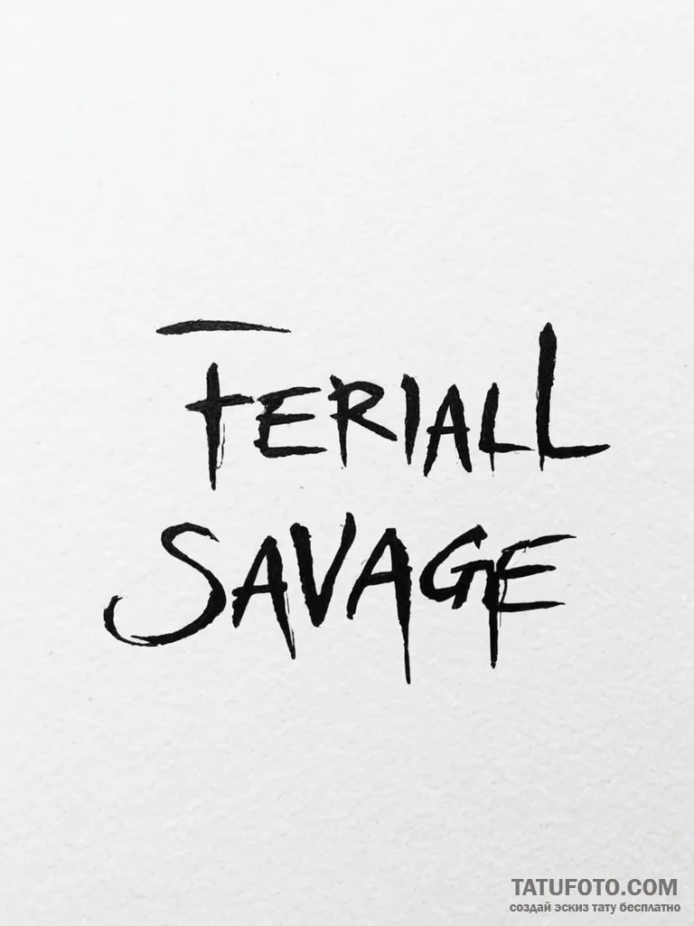 A single, powerful word "savage" or "feral",... - эскиз тату (№1752082175_0, 09.07.2025 17:29) — Tatufoto.com