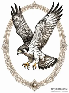 A powerful hunting peregrine falcon, diving a... - эскиз тату (№1752082508_0, 09.07.2025 17:35) — Tatufoto.com