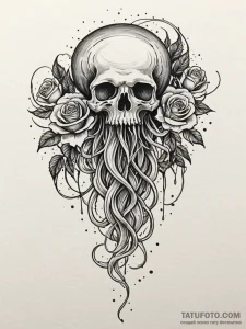 A jellyfish, its tentacles are soft, flowing... - эскиз тату (№1752082591_0, 09.07.2025 17:36) — Tatufoto.com