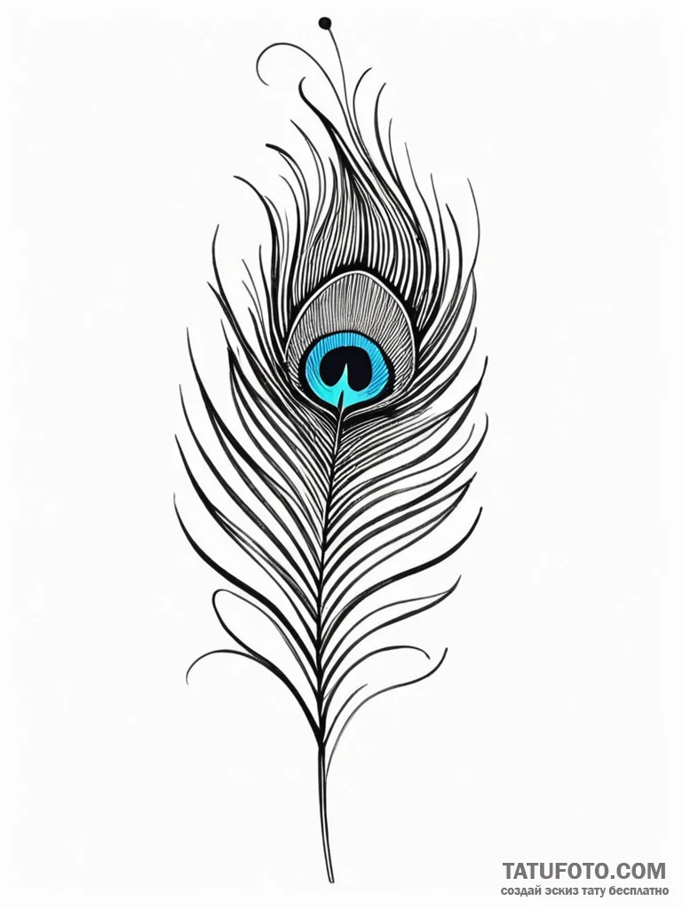 A single, perfect, unblemished peacock feathe... - эскиз тату (№1752083007_0, 09.07.2025 17:43) — Tatufoto.com