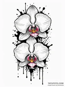 A single, perfect, blooming orchid, ink illus... - эскиз тату (№1752083544_0, 09.07.2025 17:52) — Tatufoto.com