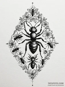 A beautiful, but strong ant colony, working a... - эскиз тату (№1752083628_0, 09.07.2025 17:53) — Tatufoto.com