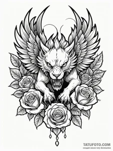 A beautiful, but fierce griffin, its talons s... - эскиз тату (№1752084378_0, 09.07.2025 18:06) — Tatufoto.com